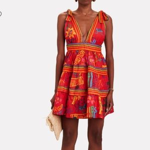 FARM RIO Good Vibes Tie-Shoulder Mini Dress M